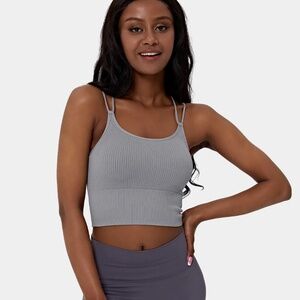 Seamless Flow Double Straps V Back Cropped Running Cami Top